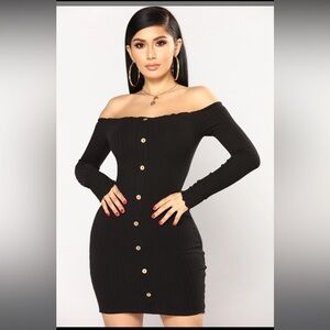 Fashion Nova Jacklyn Off Shoulder Mini Dress in Black *sold out online*